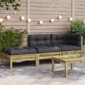 Garden sofa with cushions and footrest, 2 seats by , Modular outdoor sofas - Ref: Foro24-838176, Price: 226,48 €, Discount: %