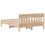 Bed frame with solid pine wood headboard 135x190 cm by , Beds and slatted bases - Ref: Foro24-842666, Price: 101,88 €, Discou...