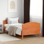 Bed frame with wax brown pine wood headboard 90x200 cm by , Beds and slatted bases - Ref: Foro24-842569, Price: 108,31 €, Dis...