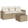 Garden sofa set with cushions 4 pieces beige synthetic rattan by , Modular outdoor sofas - Ref: Foro24-3251005, Price: 335,39...