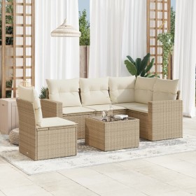 Garden sofa set with cushions 6 pieces beige synthetic rattan by , Modular outdoor sofas - Ref: Foro24-3251315, Price: 489,99...