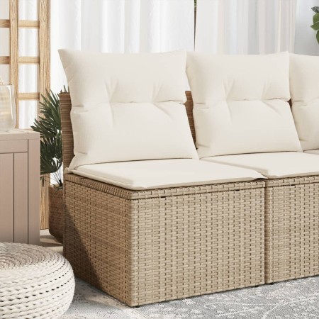 Silla de jardín sin reposabrazos con cojines ratán PE beige de , Sofás de exterior - Ref: Foro24-366073, Precio: 70,06 €, Des...