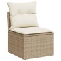 Silla de jardín sin reposabrazos con cojines ratán PE beige de , Sofás de exterior - Ref: Foro24-366073, Precio: 70,06 €, Des...