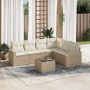 7-teiliges Gartensofa-Set und beige synthetische Rattankissen von , Modulare Sofas für den Außenbereich - Ref: Foro24-3251355...