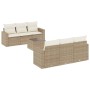 Set sofás de jardín 7 piezas y cojines ratán sintético beige de , Sofás modulares de exterior - Ref: Foro24-3251045, Precio: ...