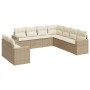 9-teiliges Gartensofa-Set mit beigen synthetischen Rattankissen von , Modulare Sofas für den Außenbereich - Ref: Foro24-32514...