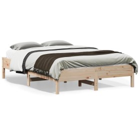 Solid pine wood bed frame 140x190 cm by , Beds and slatted bases - Ref: Foro24-842714, Price: 98,99 €, Discount: %