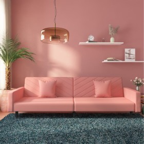 2-seater sofa bed with two pink velvet pillows by , Sofas - Ref: Foro24-375921, Price: 246,39 €, Discount: %