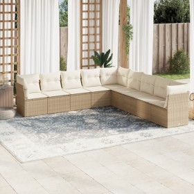 Set mit 9 Gartensofas mit beigen Kissen aus synthetischem Rattan von , Gartensets - Ref: Foro24-3249617, Preis: 819,98 €, Rab...