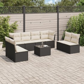 Set aus 8-teiligen Gartensofas und Kissen Kunstrattan schwarz von , Gartensets - Ref: Foro24-3249295, Preis: 478,99 €, Rabatt: %