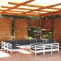 Garden furniture 14 pieces with white pine wood cushions by , Garden sets - Ref: Foro24-3097290, Price: 1,00 €, Discount: %