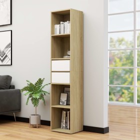 Regal aus Sperrholz in Weiß und Eiche, 36 x 30 x 171 cm von , Bücherregale und Regale - Ref: Foro24-802872, Preis: 91,99 €, R...