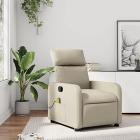 Cream Synthetic Leather Massage Recliner by , Armchairs - Ref: Foro24-374191, Price: 190,16 €, Discount: %