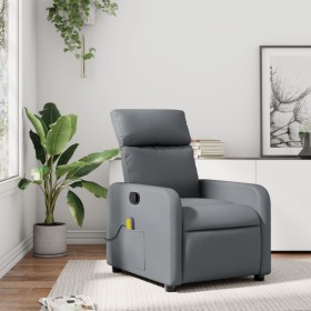 Gray synthetic leather reclining massage chair by , Armchairs - Ref: Foro24-374193, Price: 189,95 €, Discount: %