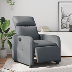 Sillón reclinable eléctrico de cuero sintético gris de , Sillones - Ref: Foro24-3206738, Precio: 249,59 €, Descuento: %