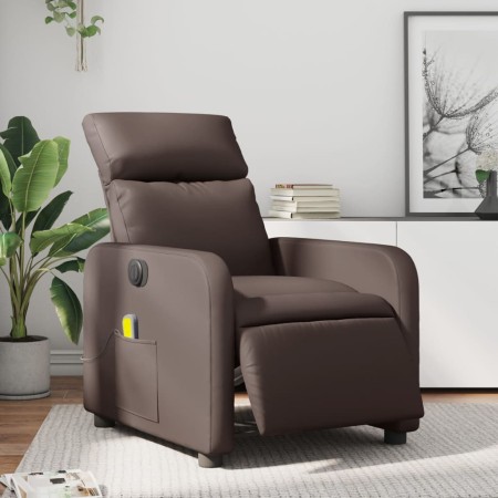 Brown synthetic leather electric reclining massage chair by , Armchairs - Ref: Foro24-3206744, Price: 226,33 €, Discount: %