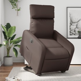 Sillón reclinable elevable eléctrico de cuero sintético marrón de , Sillones - Ref: Foro24-3206765, Precio: 339,99 €, Descuen...