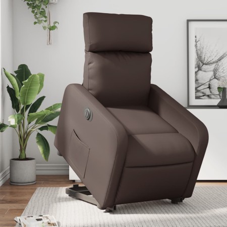 Sillón reclinable elevable eléctrico de cuero sintético marrón de , Sillones - Ref: Foro24-3206765, Precio: 339,99 €, Descuen...