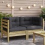 Garden corner sofa with 2 cushions impregnated pine wood by , Modular outdoor sofas - Ref: Foro24-838156, Price: 219,11 €, Di...