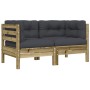 Garten-Ecksofa mit 2 Kissen aus imprägniertem Kiefernholz von , Modulare Sofas für den Außenbereich - Ref: Foro24-838156, Pre...