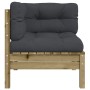 Garden corner sofa with 2 cushions impregnated pine wood by , Modular outdoor sofas - Ref: Foro24-838156, Price: 219,11 €, Di...