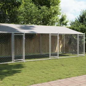 Dog cage roof and doors gray galvanized steel 8x2x2 m by , Dog kennels and fences - Ref: Foro24-3209565, Price: 509,54 €, Dis...