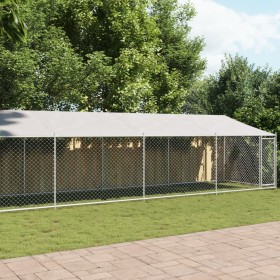 Dog cage roof and door gray galvanized steel 10x2x2 m by , Dog kennels and fences - Ref: Foro24-3209571, Price: 474,02 €, Dis...