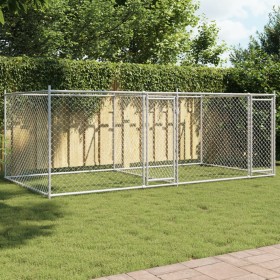 Dog cage with doors gray galvanized steel 4x2x1.5 m by , Dog kennels and fences - Ref: Foro24-3209573, Price: 260,84 €, Disco...