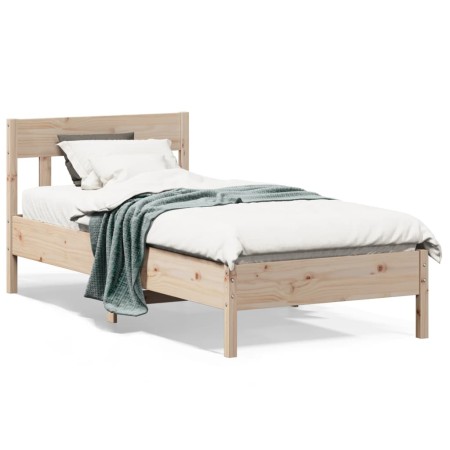 Estructura de cama con cabecero madera maciza pino 75x190 cm de , Camas y somieres - Ref: Foro24-842678, Precio: 70,99 €, Des...