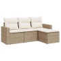 Garden sofa set with cushions 4 pieces beige synthetic rattan by , Modular outdoor sofas - Ref: Foro24-3251205, Price: 336,14...