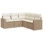 Garden sofa set with cushions 5 pieces beige synthetic rattan by , Modular outdoor sofas - Ref: Foro24-3251285, Price: 465,21...