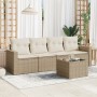 Garden sofa set with cushions 5 pieces beige synthetic rattan by , Modular outdoor sofas - Ref: Foro24-3251025, Price: 392,98...