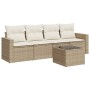 Garden sofa set with cushions 5 pieces beige synthetic rattan by , Modular outdoor sofas - Ref: Foro24-3251025, Price: 370,99...