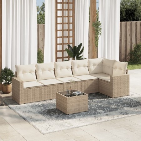 7-piece garden sofa set and beige synthetic rattan cushions by , Modular outdoor sofas - Ref: Foro24-3251335, Price: 573,59 €...