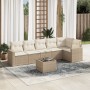 7-teiliges Gartensofa-Set und beigefarbene synthetische Rattankissen von , Modulare Sofas für den Außenbereich - Ref: Foro24-...