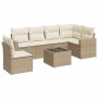 7-teiliges Gartensofa-Set und beigefarbene synthetische Rattankissen von , Modulare Sofas für den Außenbereich - Ref: Foro24-...