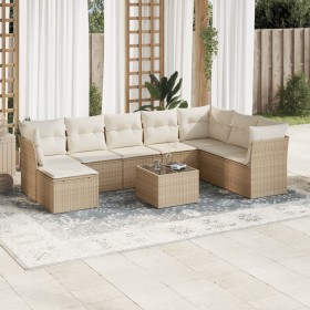 9-teiliges Gartensofa-Set mit beigen synthetischen Rattankissen von , Gartensets - Ref: Foro24-3249897, Preis: 773,24 €, Raba...