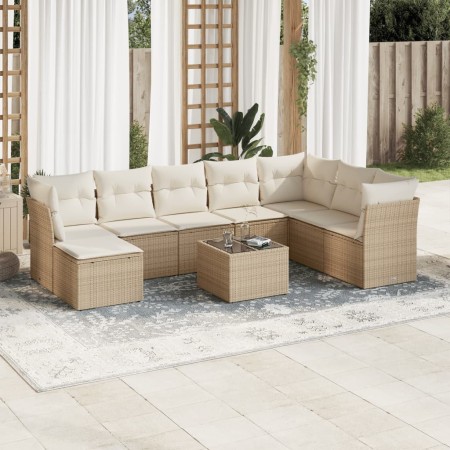 Set de sofás de jardín 9 pzas con cojines ratán sintético beige de , Conjuntos de jardín - Ref: Foro24-3249897, Precio: 771,6...