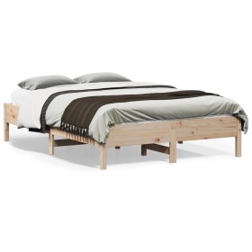 Solid pine wood bed frame 120x190 cm by , Beds and slatted bases - Ref: Foro24-842722, Price: 83,38 €, Discount: %