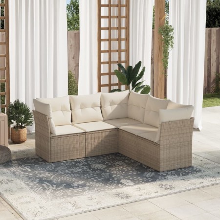 Garden sofa set with cushions 5 pieces beige synthetic rattan by , Garden sets - Ref: Foro24-3249457, Price: 410,83 €, Discou...