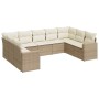 9-teiliges Gartensofa-Set mit beigen synthetischen Rattankissen von , Modulare Sofas für den Außenbereich - Ref: Foro24-32517...