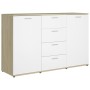 White and Sonoma oak plywood sideboard 120x35.5x75 cm by , Sideboards - Ref: Foro24-801333, Price: 174,00 €, Discount: %