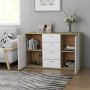 White and Sonoma oak plywood sideboard 120x35.5x75 cm by , Sideboards - Ref: Foro24-801333, Price: 174,00 €, Discount: %