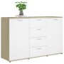 Aparador contrachapada blanco y roble Sonoma 120x35,5x75 cm de , Aparadores - Ref: Foro24-801333, Precio: 174,00 €, Descuento: %