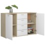 Aparador contrachapada blanco y roble Sonoma 120x35,5x75 cm de , Aparadores - Ref: Foro24-801333, Precio: 174,00 €, Descuento: %