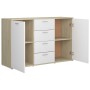 Aparador contrachapada blanco y roble Sonoma 120x35,5x75 cm de , Aparadores - Ref: Foro24-801333, Precio: 174,00 €, Descuento: %