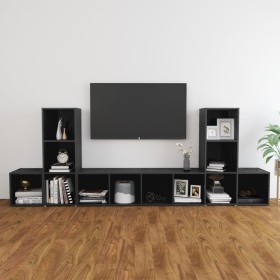 Living room furniture 5 pieces glossy gray engineered wood by , TV Furniture - Ref: Foro24-3080005, Price: 160,99 €, Discount: %