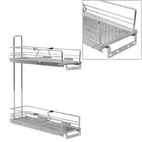 Bandeja extraíble cocina 2 niveles alambre plata 47x15x54,5 cm de vidaXL, Contenedores para utensilios de cocina - Ref: Foro2...