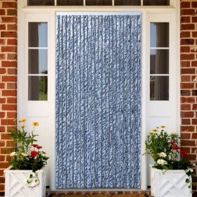 Mosquito net curtain chenille blue, white, and silver 100x220 cm by vidaXL, Mosquito nets for windows - Ref: Foro24-284275, P...