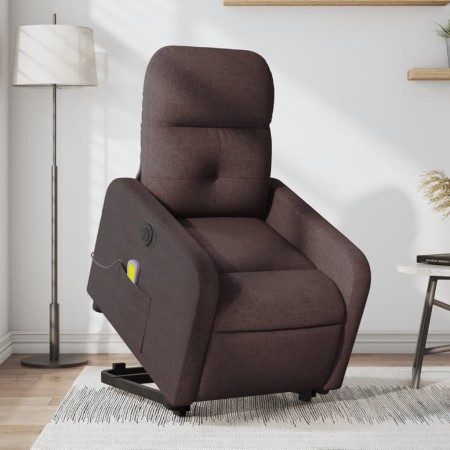 Electric massage chair with liftable recliner, dark brown fabric by , Armchairs - Ref: Foro24-3206827, Price: 312,91 €, Disco...